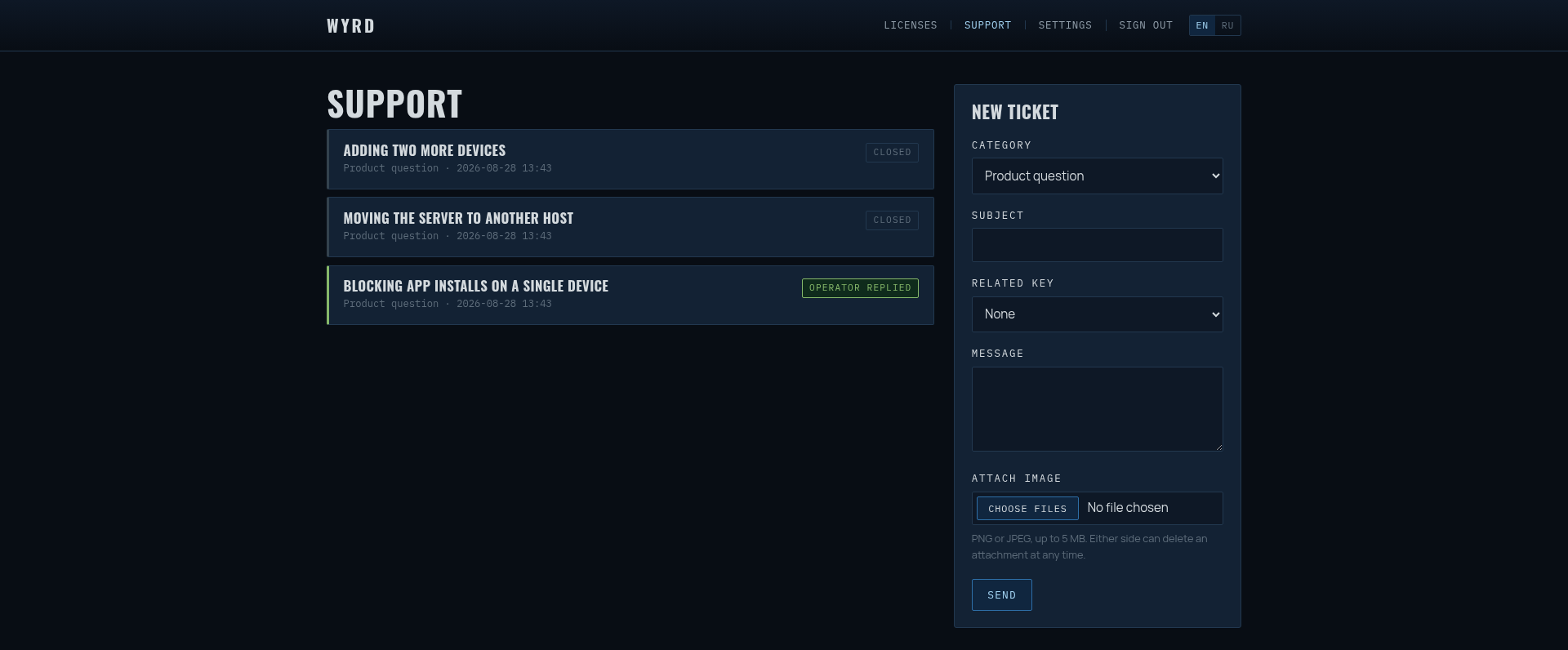 New ticket