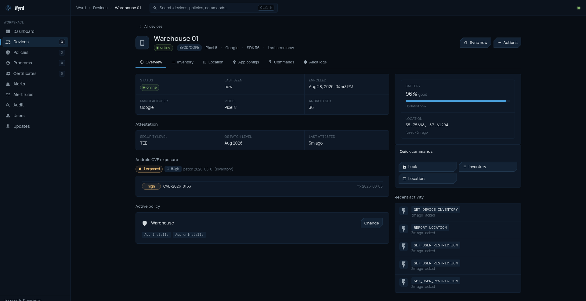 Device page