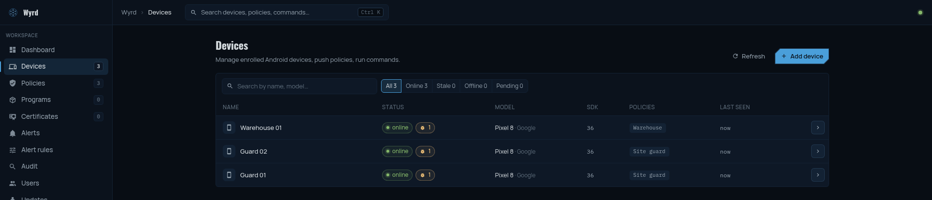 Device list